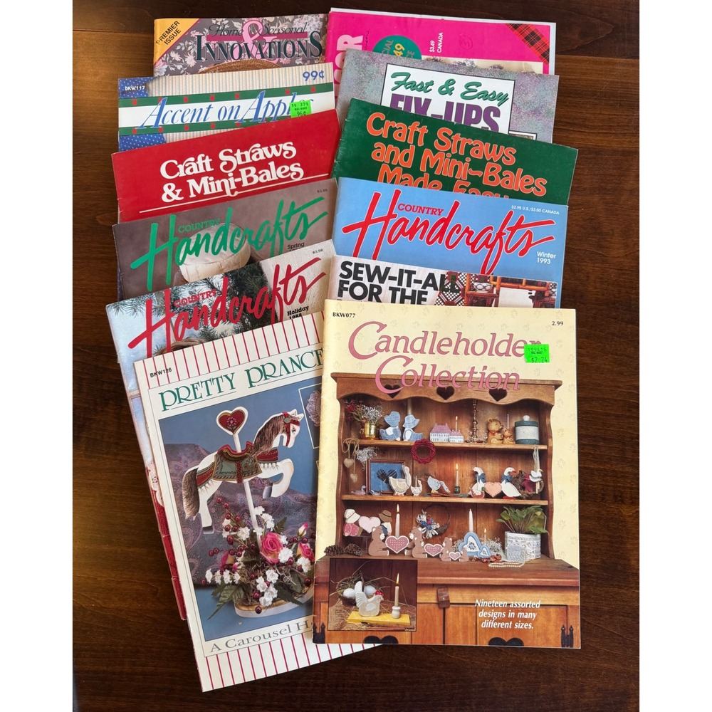 Vintage Craft Magazine Lot 12pc Country Handcrafts Wood DIY Decor Sewing 80s 90s